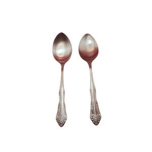 Stanley Roberts Dream Rose Soup Spoons Set of 2 7" Stainless Floral Pattern